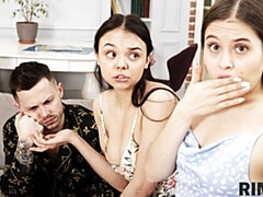 アナル, デカチン, フェラチオ, 茶髪の, 女 人男 人, 自然山雀, ティーン, オッパイの