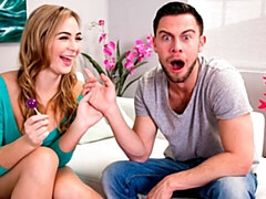 Blair Williams fucking in the couch with her medium tits