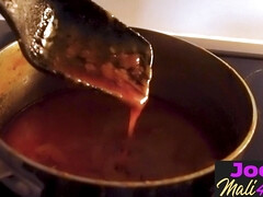 Big ass Asian teen posed while cooking