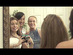 Europäisch, Fingern, Freundin, Küssen, Lesbisch, Flotter dreier