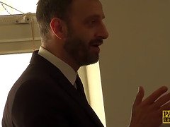 デカチン, デカパイ, ブロンド, フェラチオ, イギリス人, 熟年, 現実