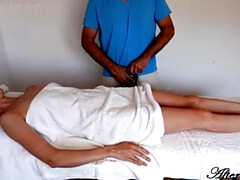 Teen Candice Delaware gets erotic oil massage from masseur until he explodes inside her homemade taboo sex