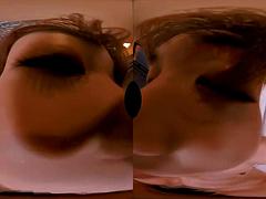 3 dimensionaal, Aziatisch, Bruinharig, Sperma, Vriendin, Gezichtspunt, Realiteit, Tieten likken
