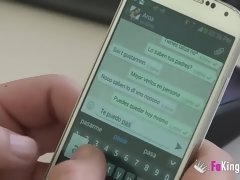 素人, フェラチオ, 茶髪の, カップル, キス, オナニー, 自然山雀, スペイン人