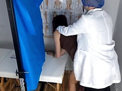 Médico, Examen, Lesbiana, Portugués, Pov, Flaco, Chorro, Uniforme