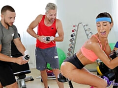 フェラチオ, 茶髪の, ダブル開発, 3p男男女, スポーツ, ティーン, 三人, オッパイの