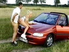 Amateur, Rubia, Coche, Alemán, Al aire libre, Público, Flaco, Adolescente