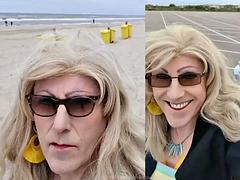 Mrs Samantha going for a walk on the beach