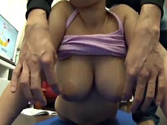 Asiatique, Nana, Gros seins, Éjaculation interne, Tir de sperme, Branlette thaïlandaise, Japonaise, Chevaucher