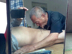 japanese grandfather belowjob with youthfull man