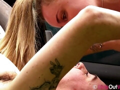 お尻, ブロンド, 茶髪の, 古典, 指いじり, 毛深い, レズビアン, オマンコ