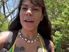 Friends go hiking, but they get horny and end up sucking in secret