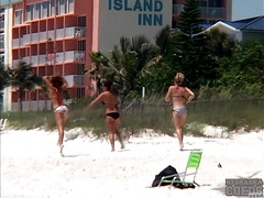 Strand, Grote mammen, Badpak, Universiteit, Vingeren, Hd, Naakt, Feest