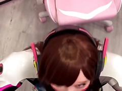 Girl Cosplay D.va From Overwatch And Sucks Dick Till Facial