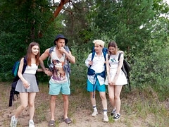 Hot girl gives a rimjob and gets fucked in the tent