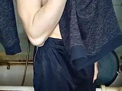 Amateur, Belleza, Abierta, Ruso, Ducha, Flaco, Solo, Camara web