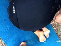 お尻, 美人, デカ尻, 茶髪の, フェティッシュ, アウトドア, 公共, オマンコ