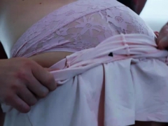 Blonde slut Paige Owens deepthroats a huge fat dick