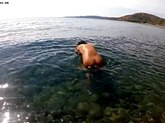 Playa, Hembra, Italiano, Masturbación, Desnudo, Nudista, Voyeur, Esposa