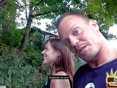 Public German chick outdoor made love on POINT OF VIEW