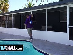 Petite Teen Disrupts Boyfriend Watching Football Game Ended Him Tackling Her In Bed