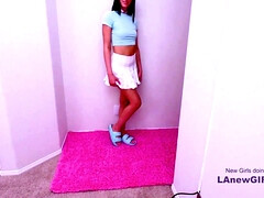 Beautiful dark hair girl gets lucky right after her sleep