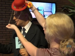 Cuarto de baño, Rubia, Sucio, Vestido, Novia, Peludo, Bragas, Tetas