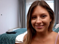 Nana, Blonde, Européenne, Léchez, Pov, Chatte, Suçant, Nénés