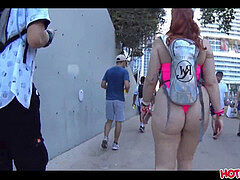 3X Bigass Thonged teenagers spied close-up by spycam voyeur