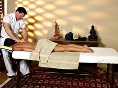 Babe Blows Naughty Masseur's Cock