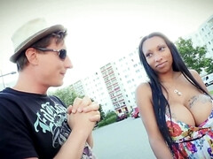 デカパイ, 黒人, 茶髪の, ドイツ人, ハードコア, 異人種間, アウトドア, ティーン