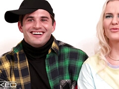 Grosser schwanz, Grosse titten, Blondine, Blasen, Kehlenfick, Realität