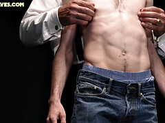 Sub skinny twink anally toyed with by gay daddy