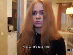 18, デカチン, フェラチオ, ズームショット, ハードコア, 赤毛, ロシア人, ティーン