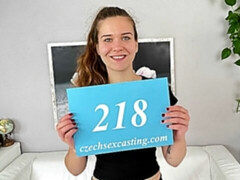 Czech teen at her first casting