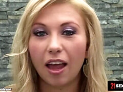 Euro Blonde Babe Swallows Cum in Double Penetration Audition