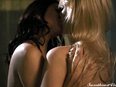 ベッドルーム, ブロンド, 茶髪の, 足, レズビアン, なめる, 小柄, おもちゃ