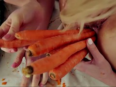 casey calvert gets her ass stuffed with carrots and eaten out by dahlia sky