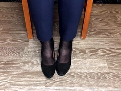 Kelly Feet Office Secretary In Black Nylon Stockings After Work Shoes Slave