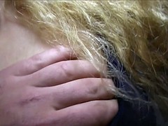 Curly Babe Swallows Cum In Public