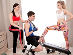 お尻, 舐める尻, フェラチオ, 手コキする, 剃毛, ティーン, 三人, オッパイの