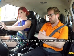 フェラチオ, 車, なめる, アウトドア, オマンコ, 赤毛