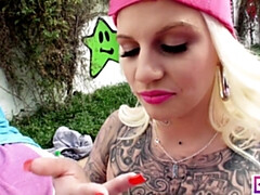 Grosser schwanz, Blondine, Blasen, Spermaladung, Fett, Klaffend, Hd, Schlucken