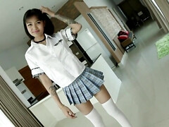 Asiatique, Interracial, Léchez, Petite femme, Chatte, Jarretelles, Adolescente, Thaïlandaise