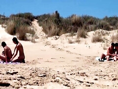 Leie, Strand, Paar, Gehörnter ehemann, Schwanz, Gruppensex, Hd, Spanner