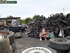 Public amateur 21 year old babe fucked in the ass while riding