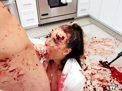 お尻, チン, フェティッシュ, 開帳, 手コキする, キッチン, オマンコ, オッパイの