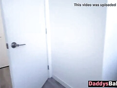 Stepfather fucks stepdaughter while stepmom takes shower