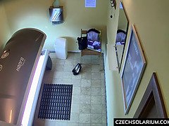 Amateur, Negro, Checa, Masturbación, Coño, Solarium, Solo, Voyeur