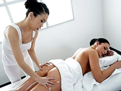 茶髪の, 異人種間, キス, レズビアン, マッサージ, オマンコ, ストリッピング, オッパイの